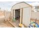 Outside shed with a sliding door for secure storage at 6443 Silverfield Dr, Las Vegas, NV 89103