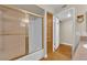 Bathroom features a tub, shower, and linen closet at 7950 W Flamingo Rd # 1041, Las Vegas, NV 89147