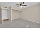 Bedroom with ceiling fan, closet and neutral wall colors at 7950 W Flamingo Rd # 1041, Las Vegas, NV 89147