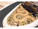 Aerial view of the community landscaping, featuring native plants and stone mulch, perfect for desert living at 1225 Crimson Sunbird St, North Las Vegas, NV 89084