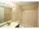 Simple bathroom with single vanity, shower/tub combo at 3390 Syvella Ct, Las Vegas, NV 89117