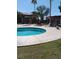 Circular hot tub with seating and landscaping at 5751 E Hacienda Ave # 118, Las Vegas, NV 89122
