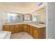 Bathroom with double vanity and glass block shower at 1010 Legacy Dr, Boulder City, NV 89005