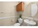 Clean bathroom with a toilet, sink, and vanity at 2 Lago Turchino Ct, Henderson, NV 89011