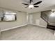 Bright living room with laminate floors and ceiling fan at 2631 Aracatuba Ave, Las Vegas, NV 89121