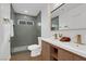 Modern bathroom with double vanity and walk-in shower at 2923 Palora Ave, Las Vegas, NV 89121