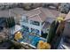 Luxury home with pool and expansive backyard, aerial perspective at 304 Elder View Dr, Las Vegas, NV 89138