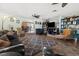 Open living room with built-in shelving and a fireplace at 4365 Topaz St, Las Vegas, NV 89121