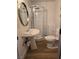 Clean bathroom with pedestal sink, toilet, and a large shower at 5515 Coley Ave, Las Vegas, NV 89146