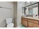 Clean bathroom with granite countertop vanity and updated fixtures at 7300 Pirates Cove Rd # 2013, Las Vegas, NV 89145