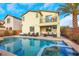 Stunning pool and spa with ample lounge space at 7747 Harthill Park Ave, Las Vegas, NV 89113