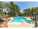 Freeform swimming pool and spa in backyard at , Las Vegas, NV 89128