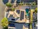 Aerial view showing house, pool, and solar panels at 10636 Amblewood Way, Las Vegas, NV 89144