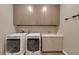 Laundry room with washer, dryer, cabinets, and utility sink at 11287 Idyllic Dr # 102, Las Vegas, NV 89135