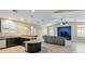 Open concept living room and kitchen area with tile floors and recessed lighting at 2026 Dakota Lodge Ave, Las Vegas, NV 89123