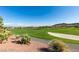 Stunning view of a lush green golf course and desert landscape at 2084 Tiger Links Dr, Henderson, NV 89012