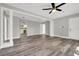 Open concept living area with hardwood floors and built-in shelving at 209 N 21St St, Las Vegas, NV 89101