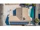 Aerial view of backyard with pool and solar panels on the roof at 4321 Mott Cir, Las Vegas, NV 89102