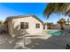 Backyard and pool with stucco walls for added privacy at 4321 Mott Cir, Las Vegas, NV 89102