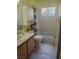 Clean bathroom with shower/tub combo and updated vanity at 6136 Evensail Dr, Las Vegas, NV 89156