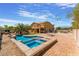 Large backyard with pool, spa, and patio area at 6165 Smarty Jones Ave, Las Vegas, NV 89131