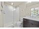 Stylish bathroom boasts a glass shower, modern fixtures, and elegant design at 8620 Grove Mill Ct, Las Vegas, NV 89139