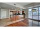 Modern kitchen featuring hardwood floors, stainless steel appliances, and a breakfast bar at 150 N Las Vegas Blvd # 1505, Las Vegas, NV 89101