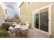 Relaxing backyard patio features a seating area and sliding glass door access at 2499 Adige Pl, Henderson, NV 89044