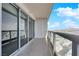 Modern balcony with sliding glass doors and city views at 322 Karen Ave # 1903, Las Vegas, NV 89109
