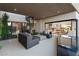 Private patio with spiral staircase and pool view at 3530 Cosima Ln, Las Vegas, NV 89120