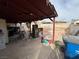 Backyard with covered patio and storage at 3620 Park Oliver Dr, Las Vegas, NV 89110