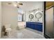 Stylish bathroom with updated double vanity and a walk-in shower at 3954 Edgemoor Way, Las Vegas, NV 89121