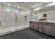 Modern bathroom features a glass enclosed shower, and a double sink vanity with lots of storage at 6276 Olde Lockford Ct, Las Vegas, NV 89139