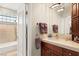 Clean bathroom with vanity, toilet, and shower at 9113 Golden Eagle Dr, Las Vegas, NV 89134