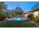 Enjoy the lighted pool and spa at night at 9113 Golden Eagle Dr, Las Vegas, NV 89134