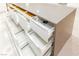 Kitchen island featuring several storage compartments, including specialized drawer organizers at 1403 5Th Pl, Las Vegas, NV 89104