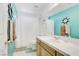 Bright bathroom with white tile and wood vanity at 2121 Upland Ave, Pahrump, NV 89048