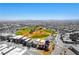 Aerial view showcases home near baseball fields in large planned community, blending community and suburban living at 5436 Succulent Rose Dr, Las Vegas, NV 89135