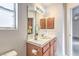 Bathroom with wood vanity and tiled flooring at 5981 Doubletree Rd, Pahrump, NV 89061