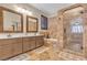 Elegant bathroom with double vanity and shower at 8501 Vivid Violet Ave, Las Vegas, NV 89143