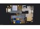 Top-down view of the unit's layout, showing bedroom, bathroom, and living areas at 211 E Flamingo Rd # 202, Las Vegas, NV 89169