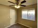 Bedroom with carpet, window, ceiling fan and closet for storage at 2420 Sweetgum St, Las Vegas, NV 89108