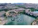 An aerial view showing the community's water park and lakefront shops at 25 Via Mantova # 2, Henderson, NV 89011