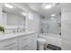 Elegant bathroom with marble vanity, soaking tub, and walk-in shower at 5880 W Oquendo Rd, Las Vegas, NV 89118