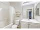 Bathroom with a single vanity and a tub shower combo at 6232 Novak St, Las Vegas, NV 89115