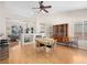 Bright dining room features hardwood floors and a built-in hutch at 8474 Orange Cliff Ct, Las Vegas, NV 89123