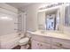 Clean bathroom featuring a bathtub, toilet and vanity with storage at 1405 Vegas Valley Dr # 392, Las Vegas, NV 89169