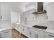 Modern kitchen with white cabinets, black appliances, and quartz countertops at 3021 Isaac River Dr, Las Vegas, NV 89134