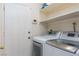 Laundry room with washer, dryer, and shelving at 3126 Cabachon Ave, Las Vegas, NV 89121