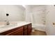 Clean bathroom with tub, shower, and vanity at 3317 Barada Heights Ave, North Las Vegas, NV 89081